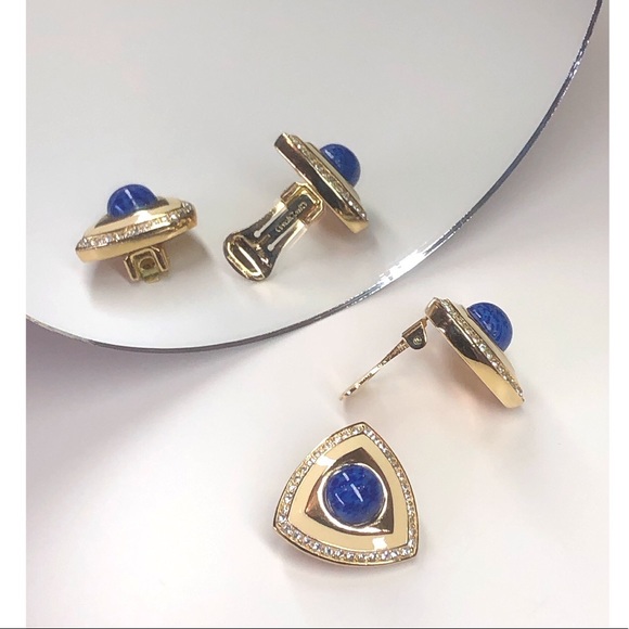 Vintage ✨ Christian Dior ✨ Gold Plated Crystal Enamel Gripoix Glass Clip Earring